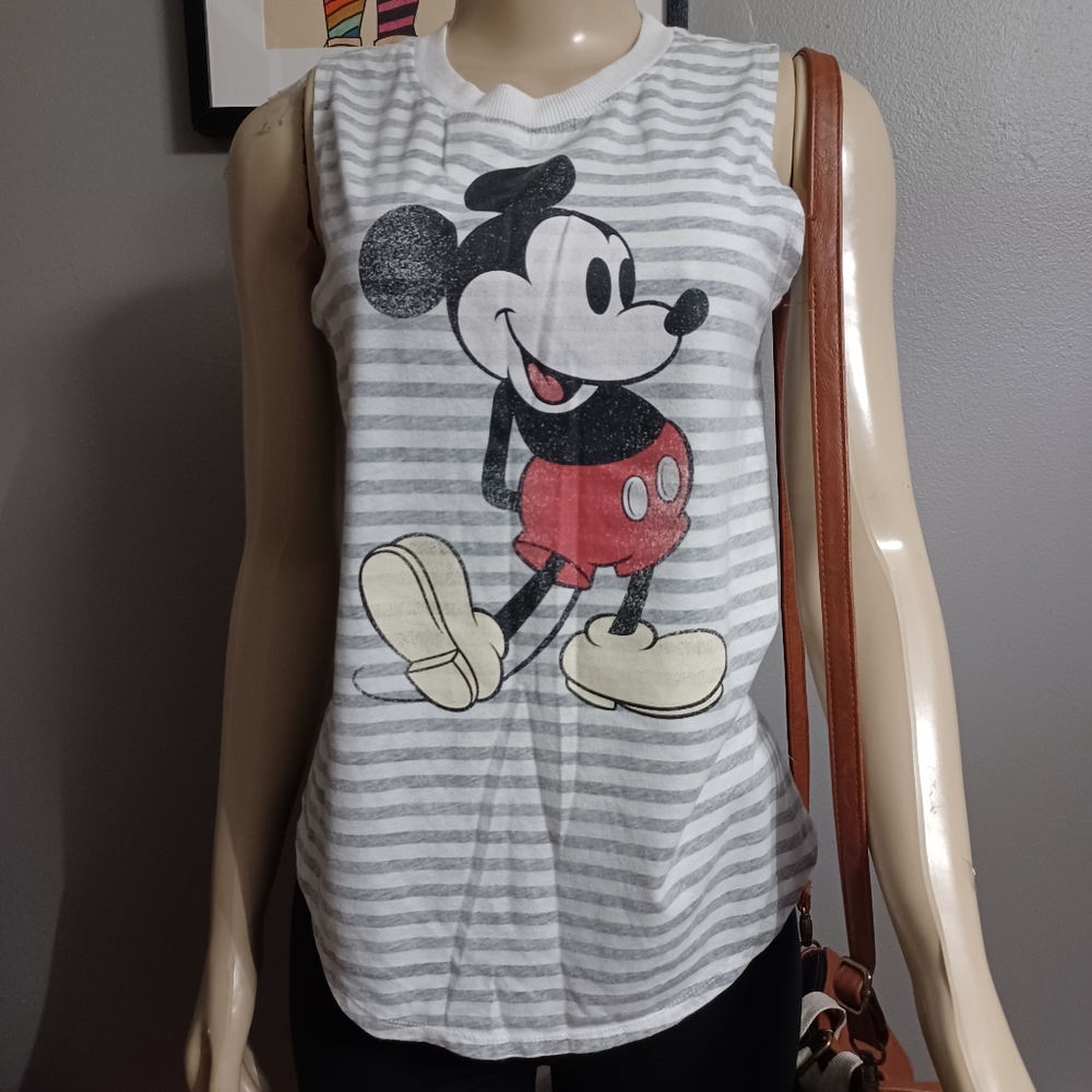 Disney Mickey Mouse distressed look striped tee. Size S